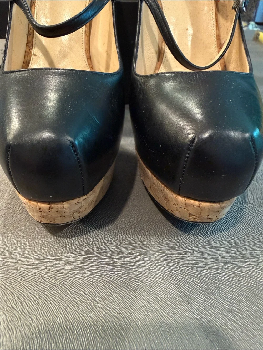 Alexandre Birman Black Leather Mary Jane Platform Pumps. Size 36.5